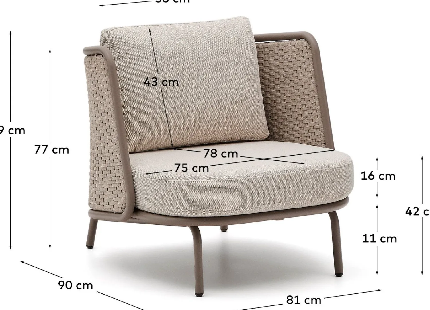 Tuinstoelen-Kave Home Sedalis Outdoor Fauteuil Taupe, Beige