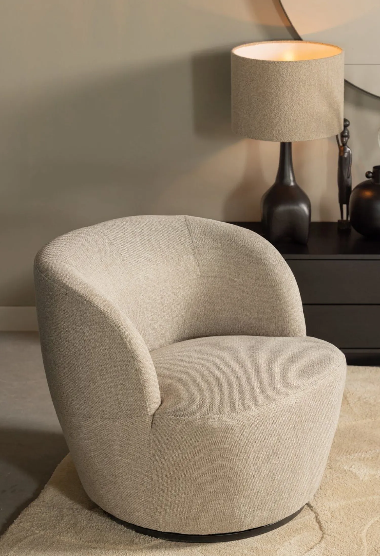 Draaifauteuils-WOOOD Serra Draaifauteuil Sand