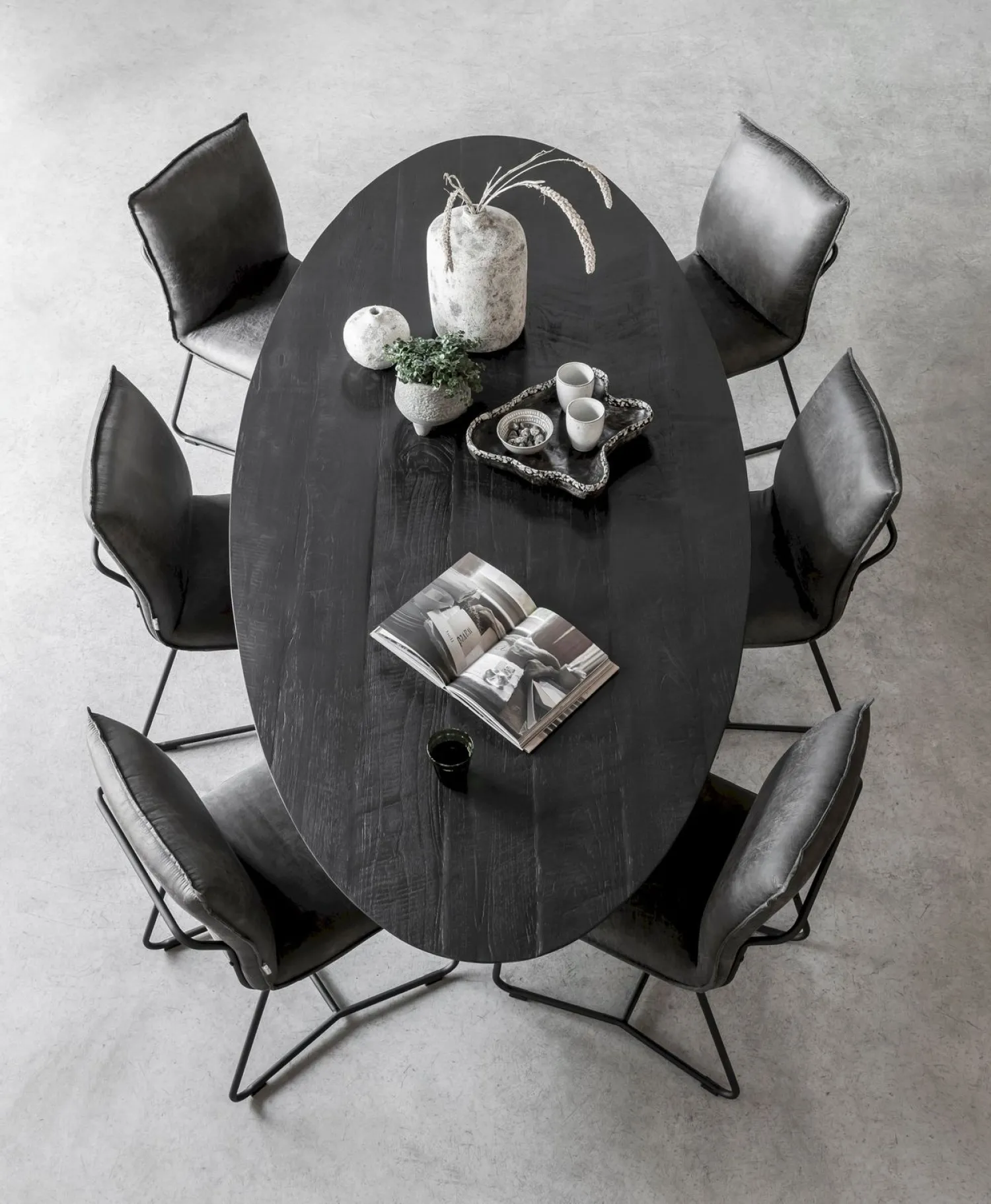 Houten Eettafels|Ovale Eettafels-DTP Home Shape Ovaal Eettafel Zwart
