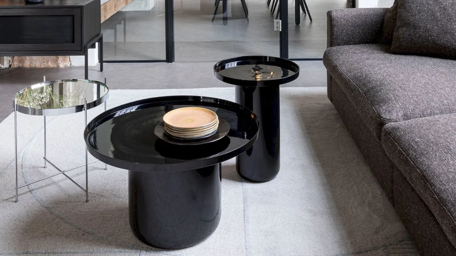 Ronde Bijzettafels-Zuiver Shiny Bomb Bijzettafel Zwart