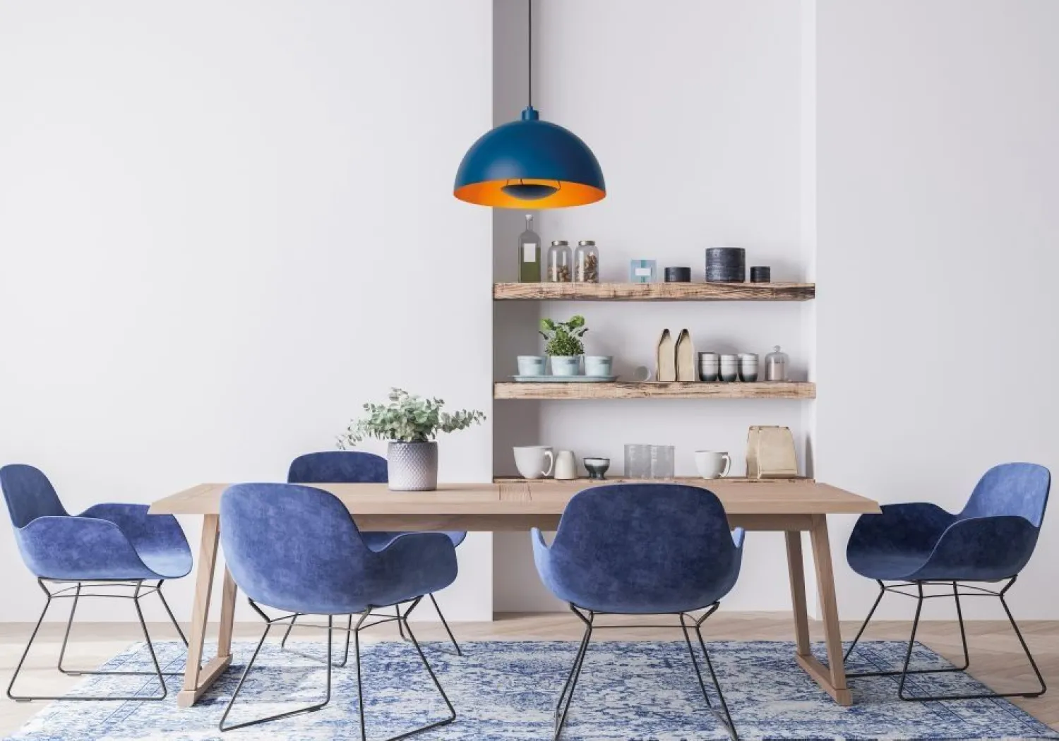 Hanglampen|Hanglampen-Lucide Siemon Hanglamp Blauw, Goud