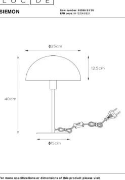 Tafellampen|Tafellampen-Lucide Siemon Tafellamp Zwart, Goud
