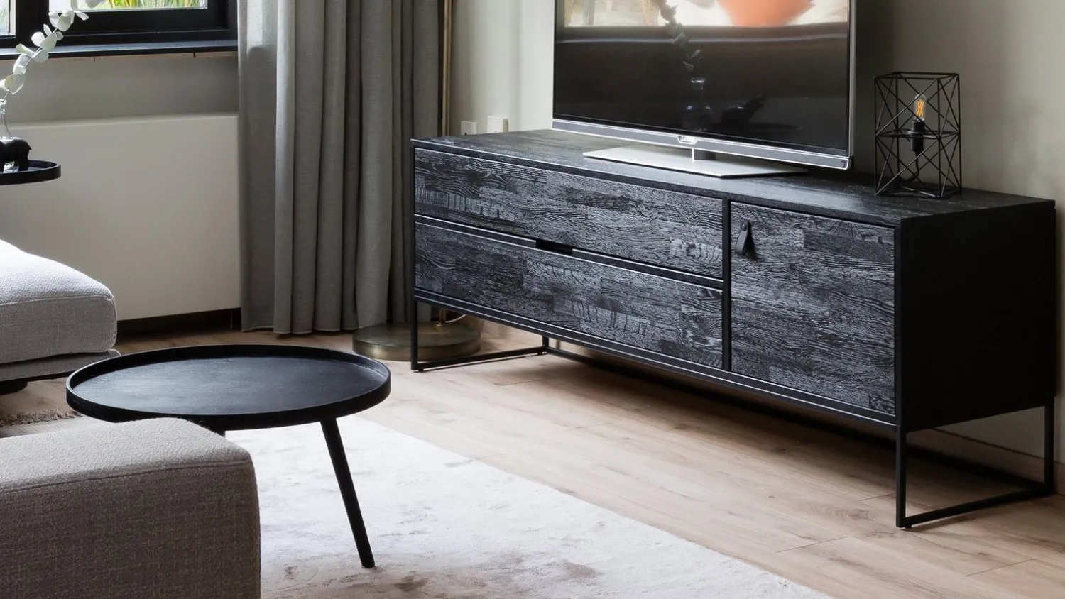 Tv-Meubels-WOOOD Silas Breed Tv-meubel Black Night
