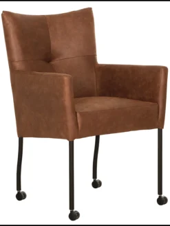 Eetkamerstoelen Met Wieltjes|Eetkamerstoelen Met Armleuning-Eijerkamp Collectie Silke Armstoel Cognac