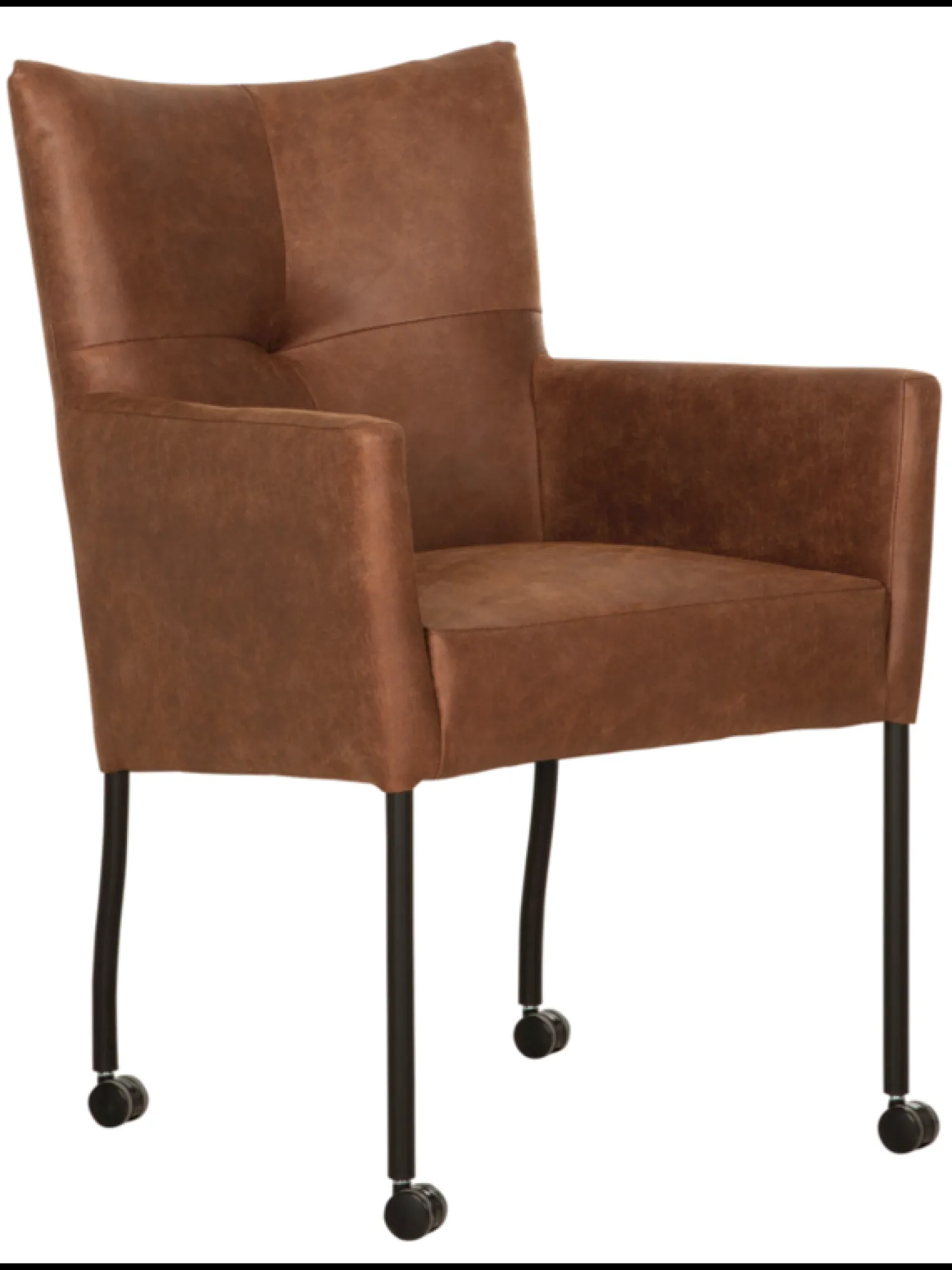 Eetkamerstoelen Met Wieltjes|Eetkamerstoelen Met Armleuning-Eijerkamp Collectie Silke Armstoel Cognac