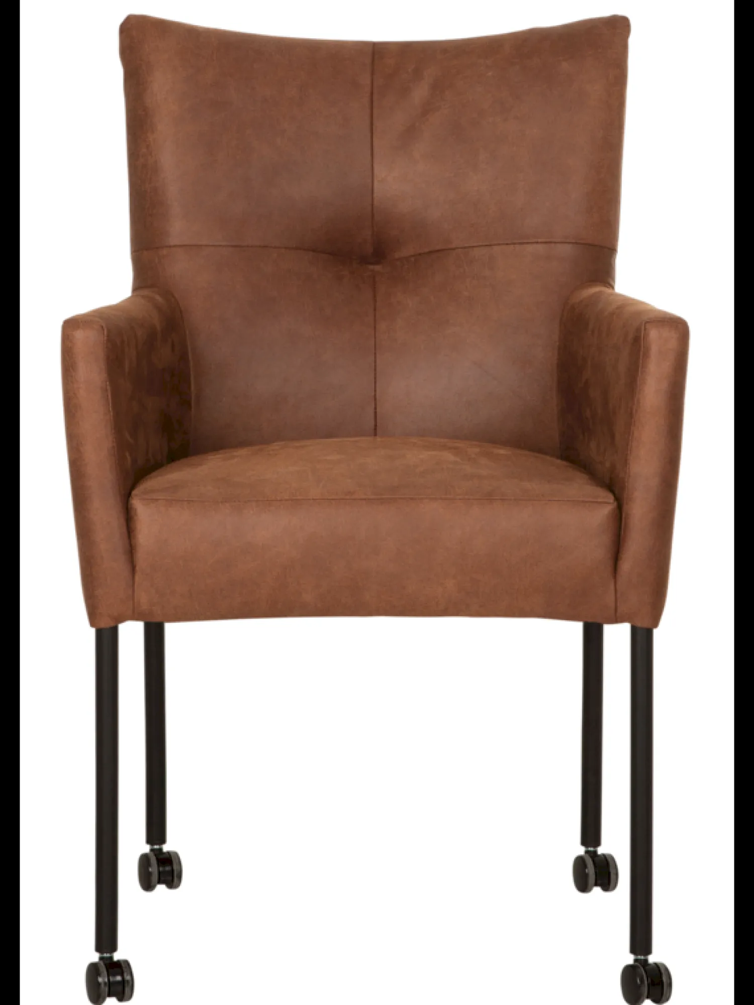 Eetkamerstoelen Met Wieltjes|Eetkamerstoelen Met Armleuning-Eijerkamp Collectie Silke Armstoel Cognac
