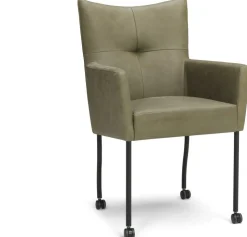 Eetkamerstoelen Met Wieltjes|Eetkamerstoelen Met Armleuning-Eijerkamp Collectie Silke Armstoel Cognac