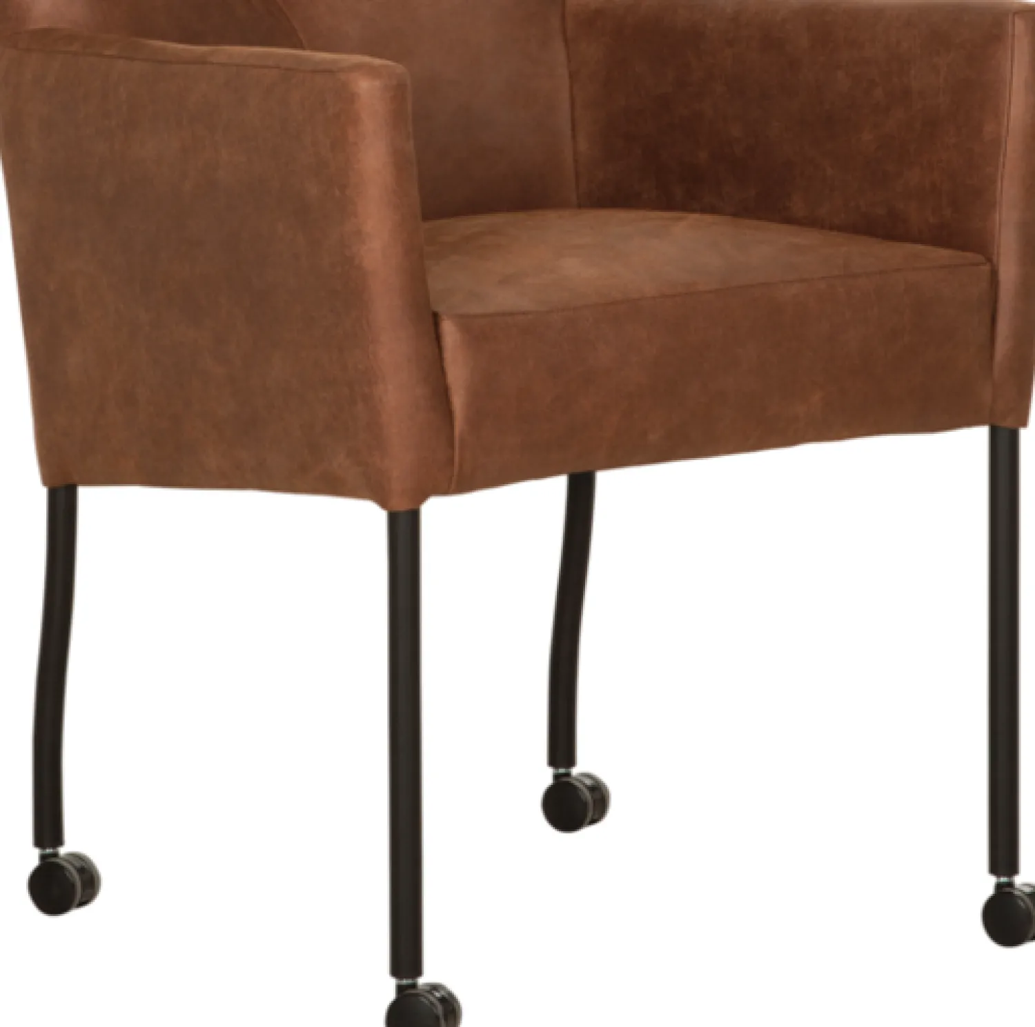 Eetkamerstoelen Met Wieltjes|Eetkamerstoelen Met Armleuning-Eijerkamp Collectie Silke Armstoel Cognac