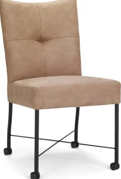 Eetkamerstoelen Met Wieltjes|Eetkamerstoelen Zonder Armleuning-Eijerkamp Collectie Silke Eetkamerstoel Cognac