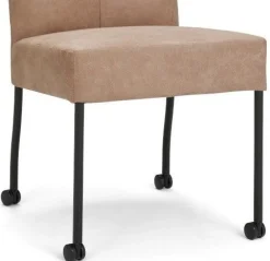 Eetkamerstoelen Met Wieltjes|Eetkamerstoelen Zonder Armleuning-Eijerkamp Collectie Silke Eetkamerstoel Cognac