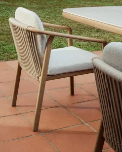 Tuinstoelen-Kave Home Sirte Tuinstoel Ecru, Naturel