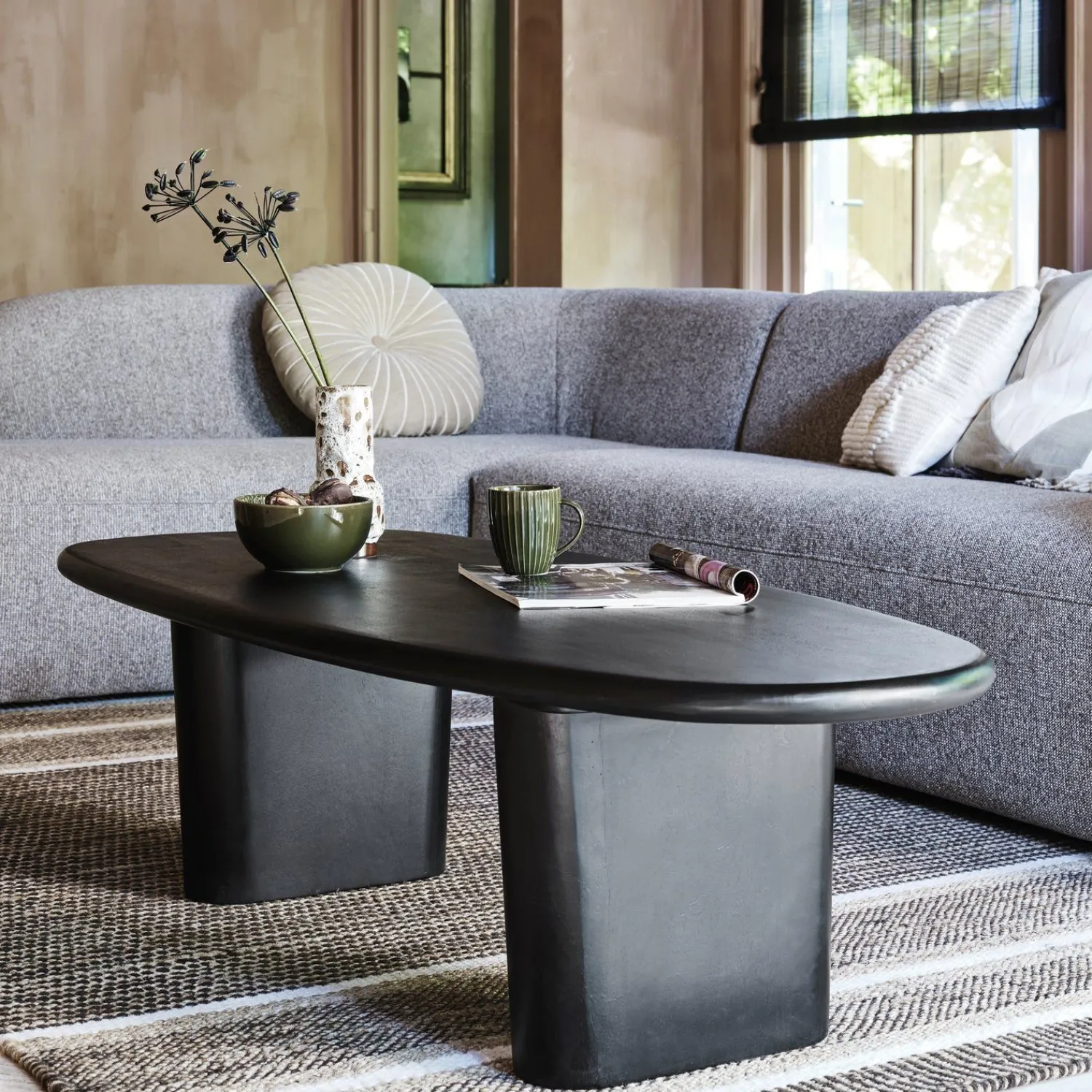 Hoekbanken-WOOOD Sloping Hoekbank Light Brown Melange