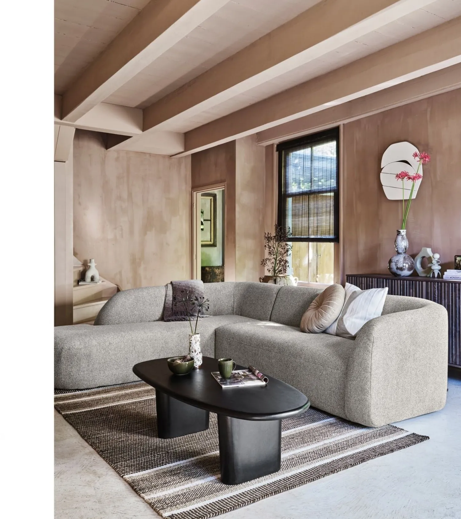 Hoekbanken-WOOOD Sloping Hoekbank Off White Melange