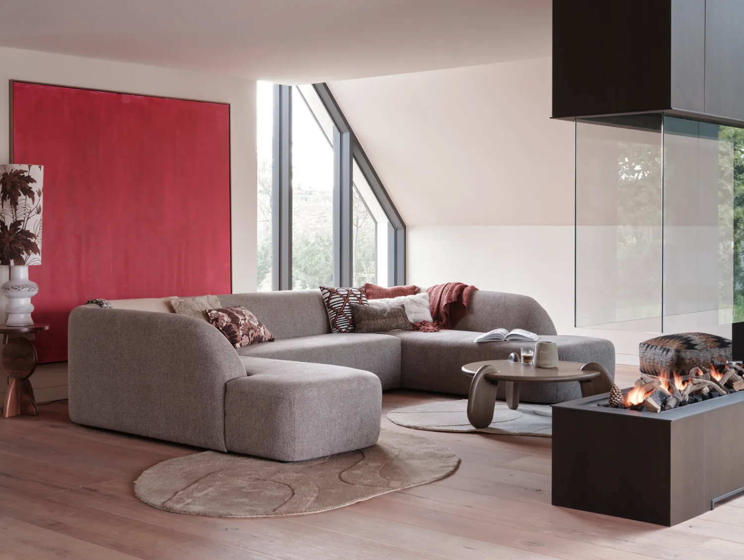 U-Banken-WOOOD Sloping U-bank Grey Melange