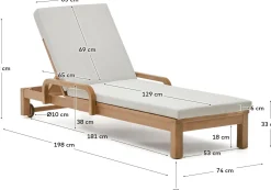 Tuinstoelen-Kave Home Sonsaura Outdoor Ligstoel Naturel, Grijs