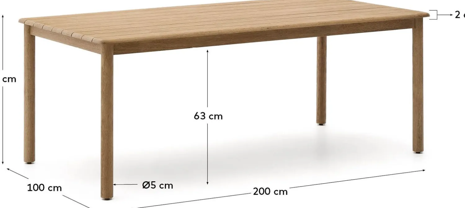 Tuintafels|Houten Eettafels-Kave Home Sori Outdoor Eettafel Naturel