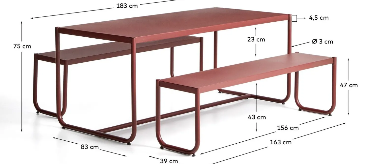 Tuintafels-Kave Home Sotil Picknickset Rood