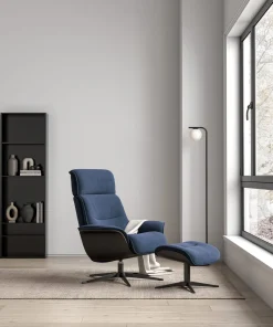 Leren Fauteuils|Draaifauteuils-Stressless Spider Fauteuil + Hocker Black
