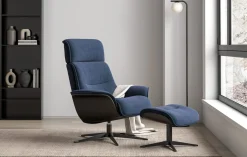 Leren Fauteuils|Draaifauteuils-Stressless Spider Fauteuil + Hocker Black