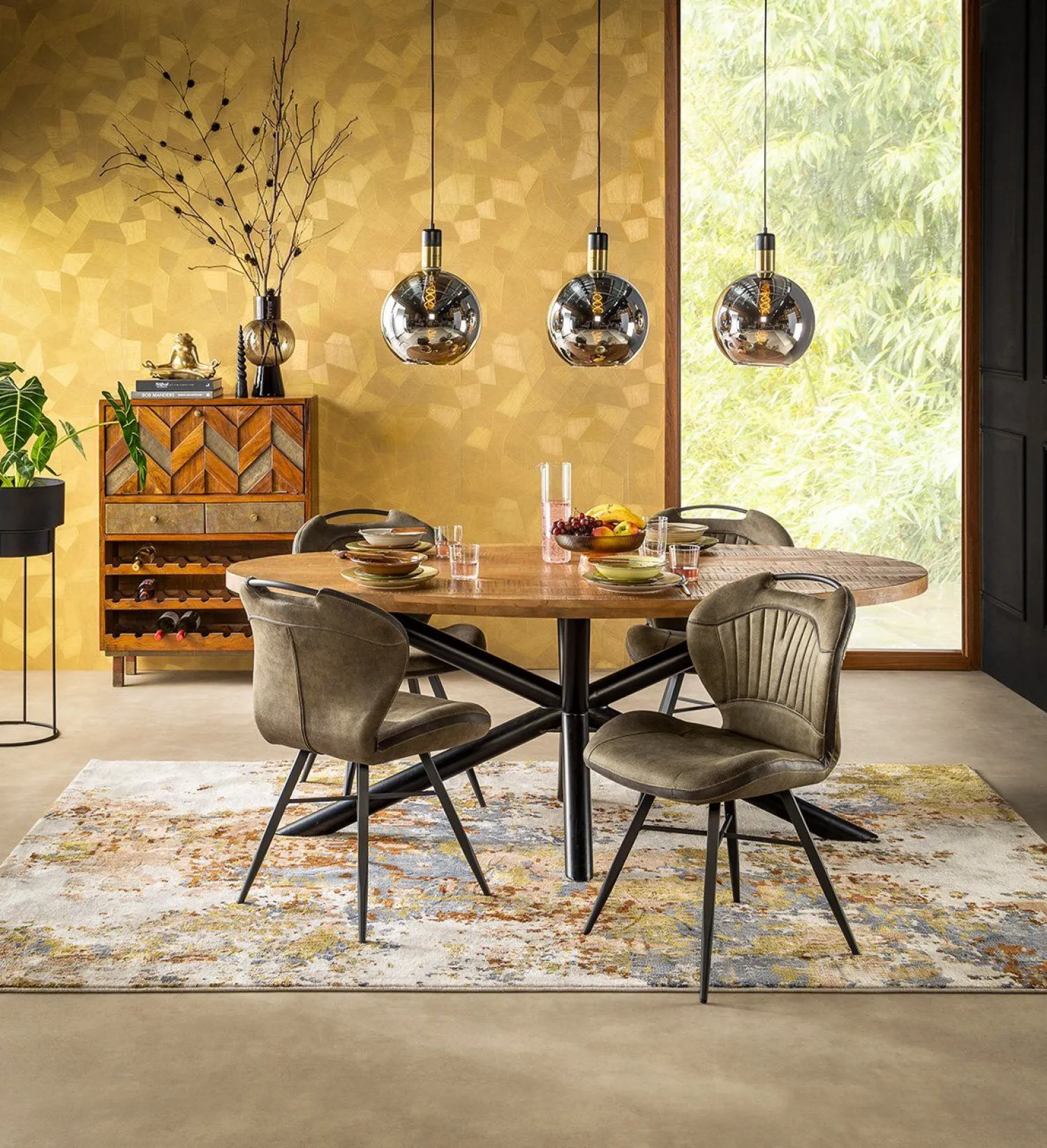 Eetkamerstoelen Zonder Armleuning-Feelings Wonen Splash Eetkamerstoel Mossgroen