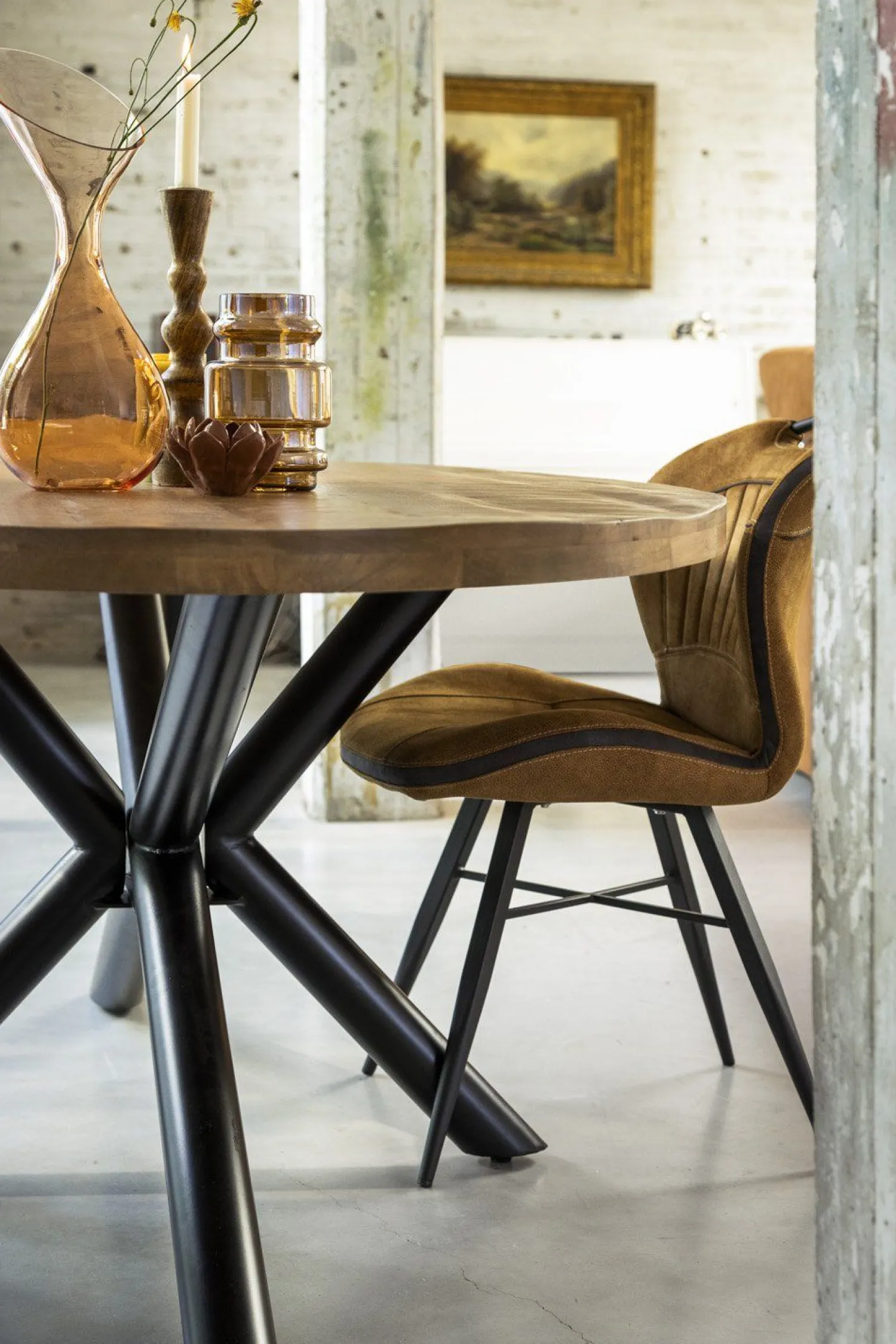 Eetkamerstoelen Zonder Armleuning-Feelings Wonen Splash Eetkamerstoel Cognac
