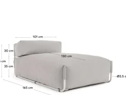 Tuinstoelen-Kave Home Square Outdoor Chaise Longue Grijs