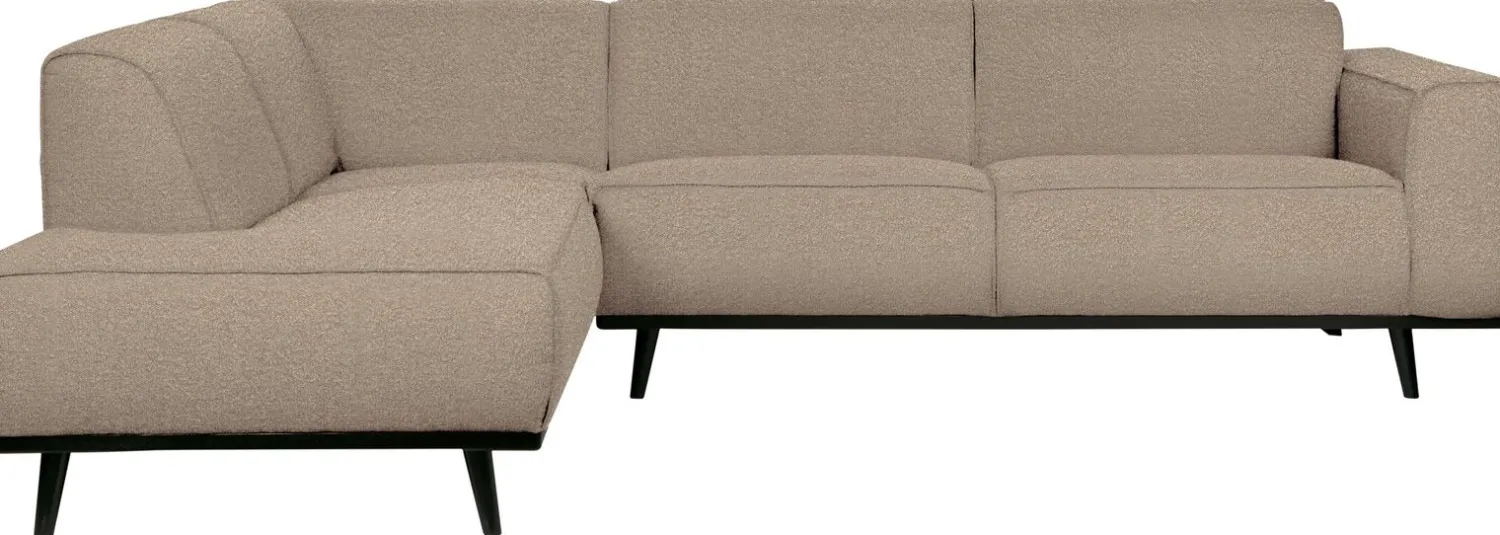 Hoekbanken-WOOOD Statement Bouclé Links Hoekbank Beige