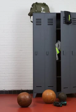 Opbergkasten|Opbergkasten-WOOOD Stijn Lockerkast hoog Steel Grey
