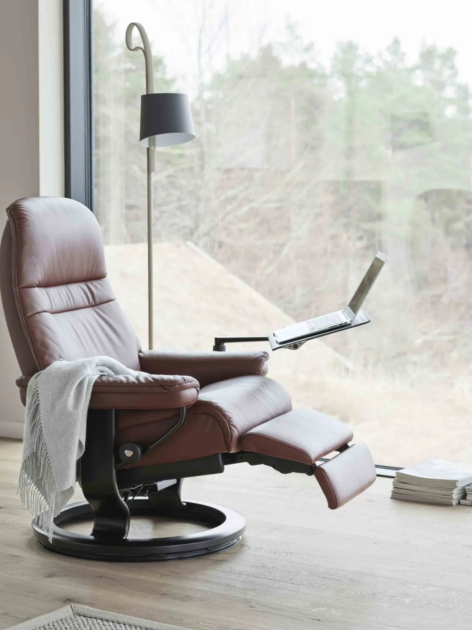 Leren Fauteuils|Relaxfauteuils-Stressless Sunrise Relaxfauteuil Zwart