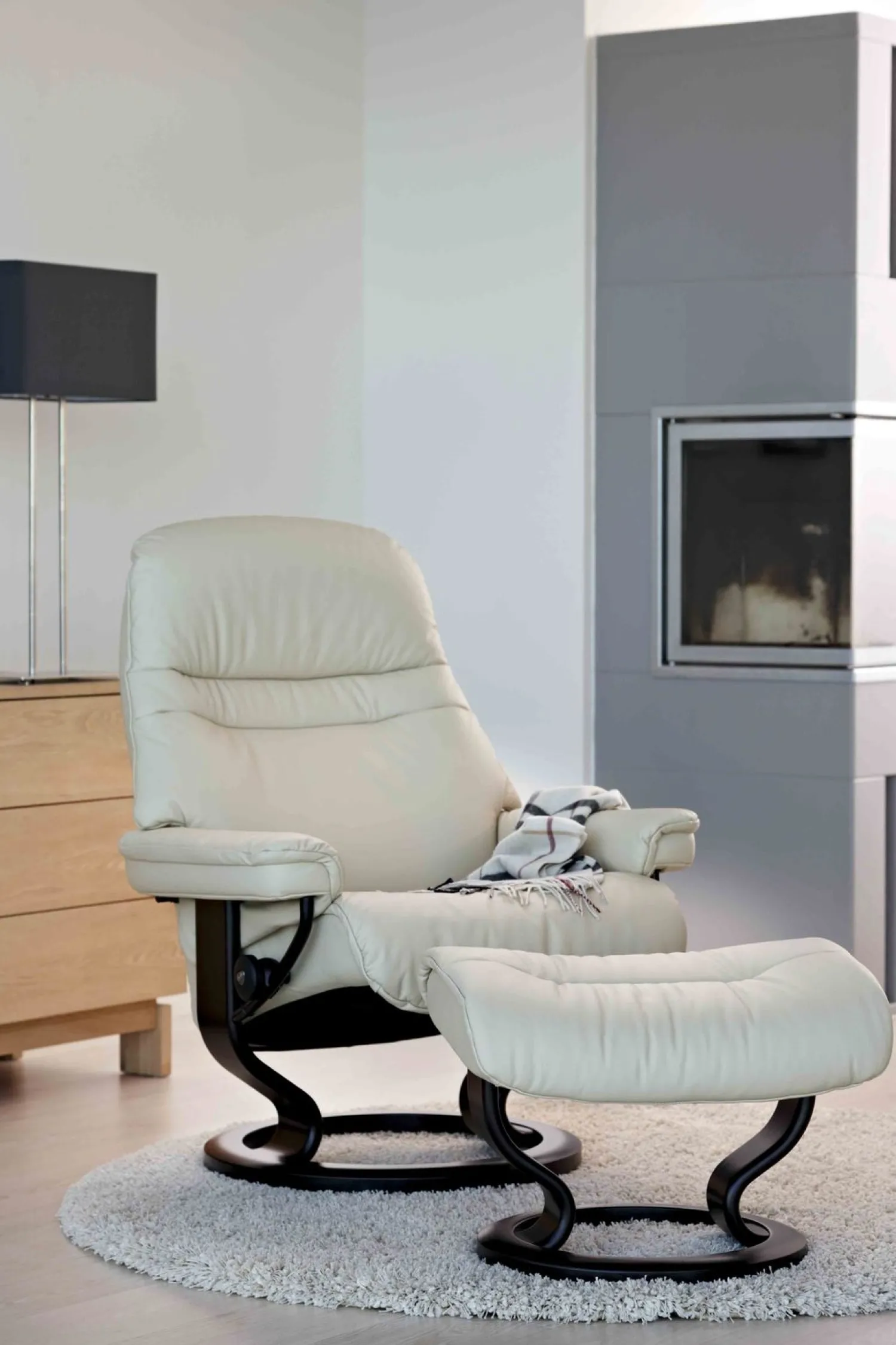 Leren Fauteuils|Relaxfauteuils-Stressless Sunrise Relaxfauteuil Zwart