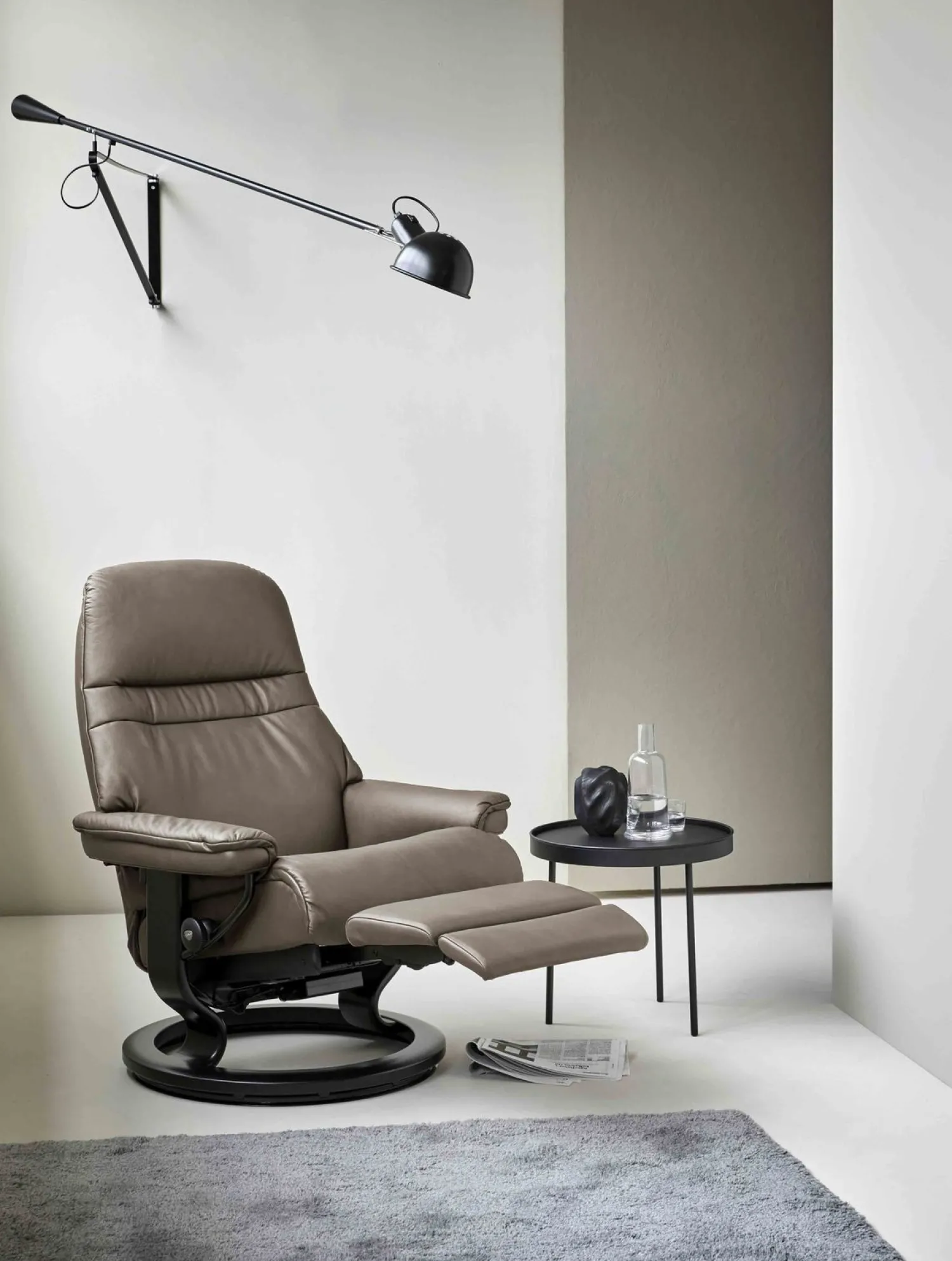 Leren Fauteuils|Relaxfauteuils-Stressless Sunrise Relaxfauteuil Zwart