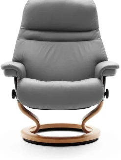 Leren Fauteuils|Design Fauteuils-Stressless Sunrise Relaxfauteuil Grijs