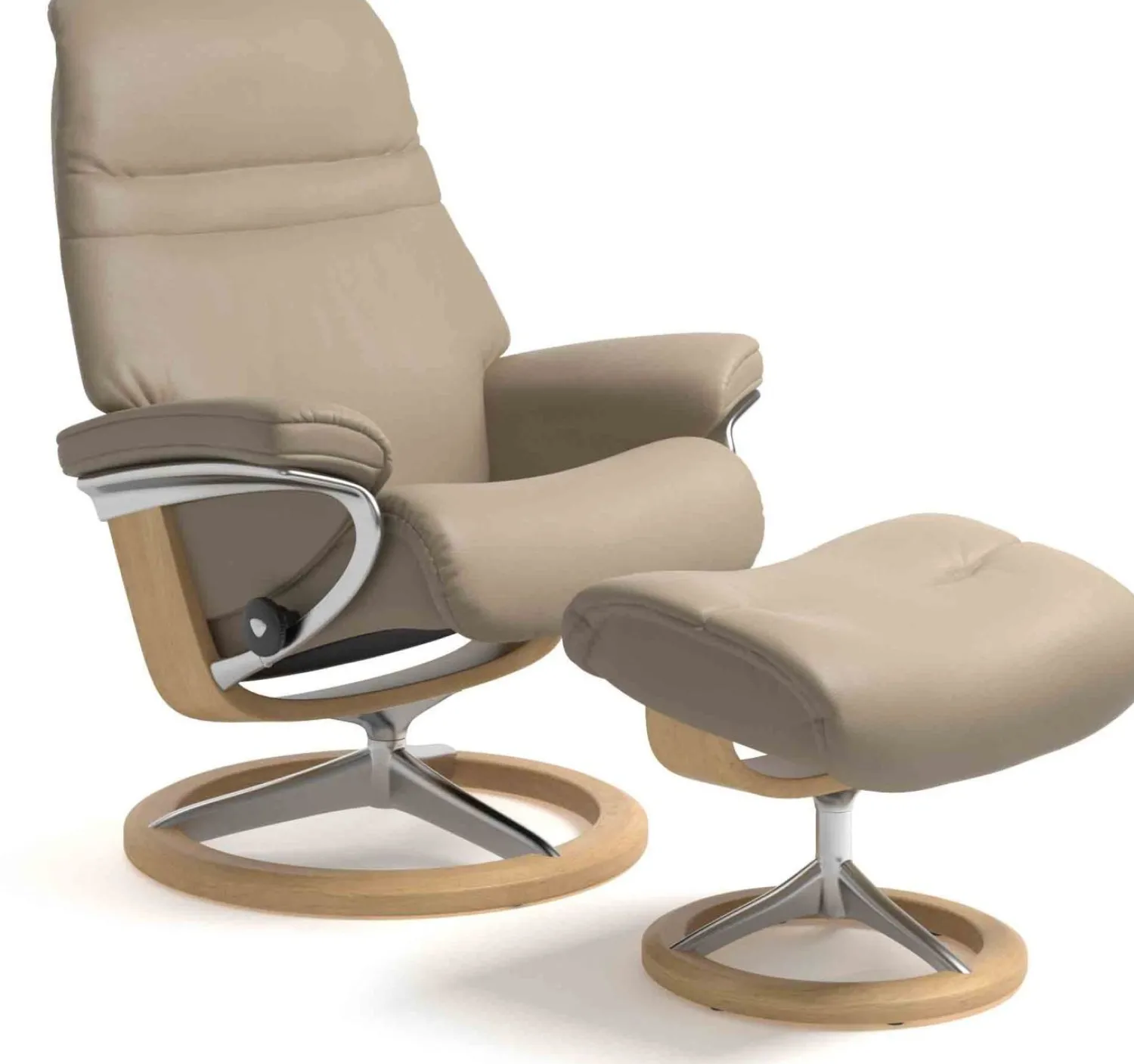 Leren Fauteuils|Design Fauteuils-Stressless Sunrise Relaxfauteuil Grijs