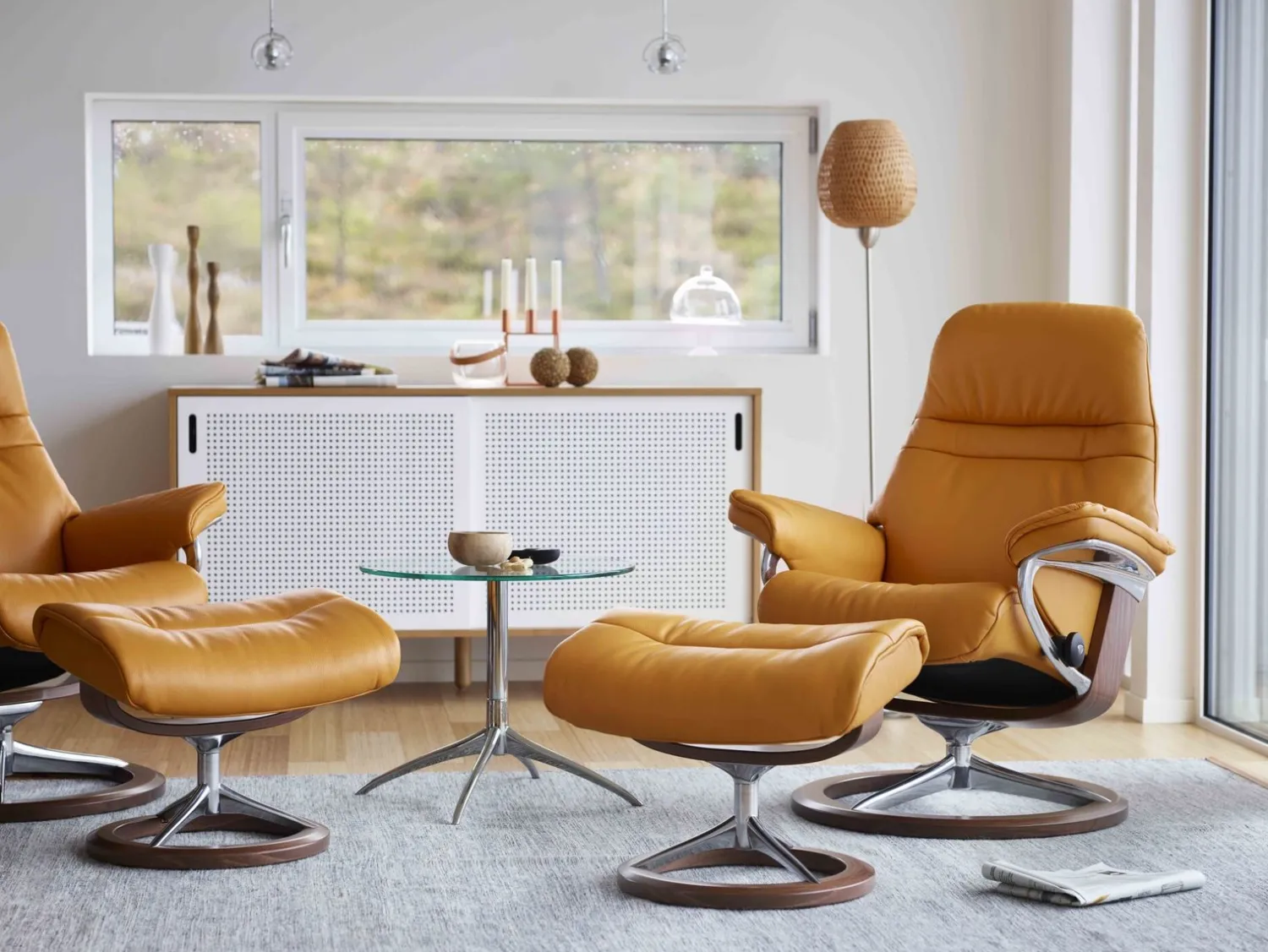 Leren Fauteuils|Design Fauteuils-Stressless Sunrise Relaxfauteuil Grijs