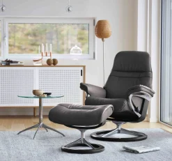Leren Fauteuils|Design Fauteuils-Stressless Sunrise Relaxfauteuil Grijs