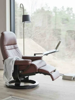 Leren Fauteuils|Design Fauteuils-Stressless Sunrise Relaxfauteuil Grijs