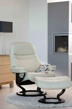Leren Fauteuils|Design Fauteuils-Stressless Sunrise Relaxfauteuil Grijs