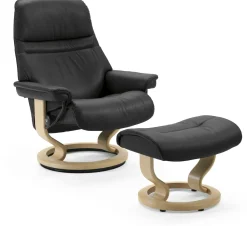Leren Fauteuils|Design Fauteuils-Stressless Sunrise Relaxfauteuil Grijs