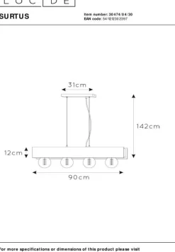 Industriële Hanglampen|Industriële Hanglampen-Lucide Surtus Hanglamp Zwart