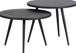 Houten Bijzettafels|Ronde Bijzettafels-WOOOD Suze Bijzettafelset Zwart