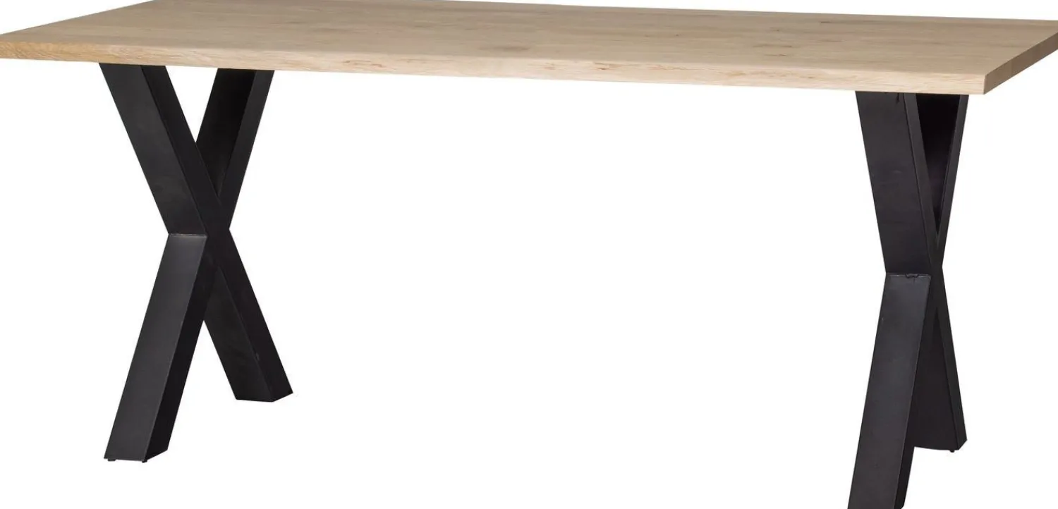 Houten Eettafels|Rechthoekige Eettafels-WOOOD Tablo Boomstam X-poot Eettafel Naturel