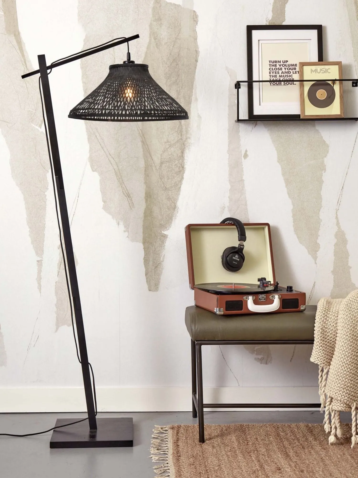 Industriële Vloerlampen|Vloerlampen-It's about RoMi Tahiti Vloerlamp Zwart
