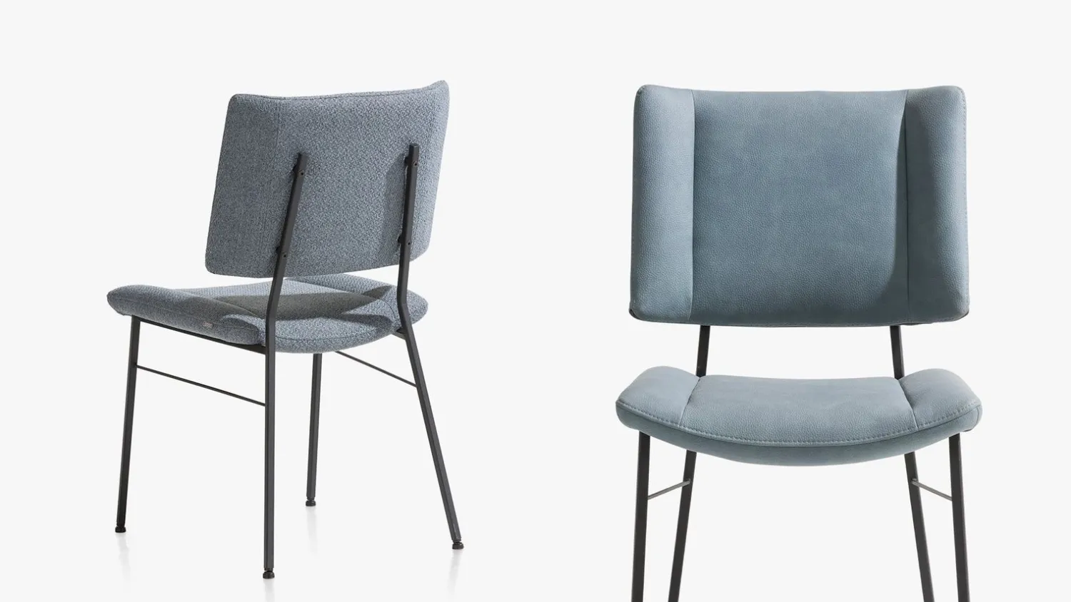 Eetkamerstoelen Zonder Armleuning-XOOON Tatum Pala Eetkamerstoel Skyblue