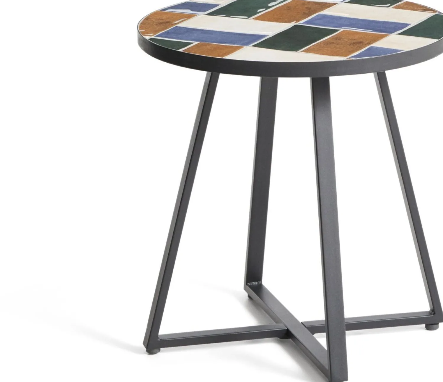 Ronde Bijzettafels-Kave Home Tella Bijzettafel Grafiet, Multi