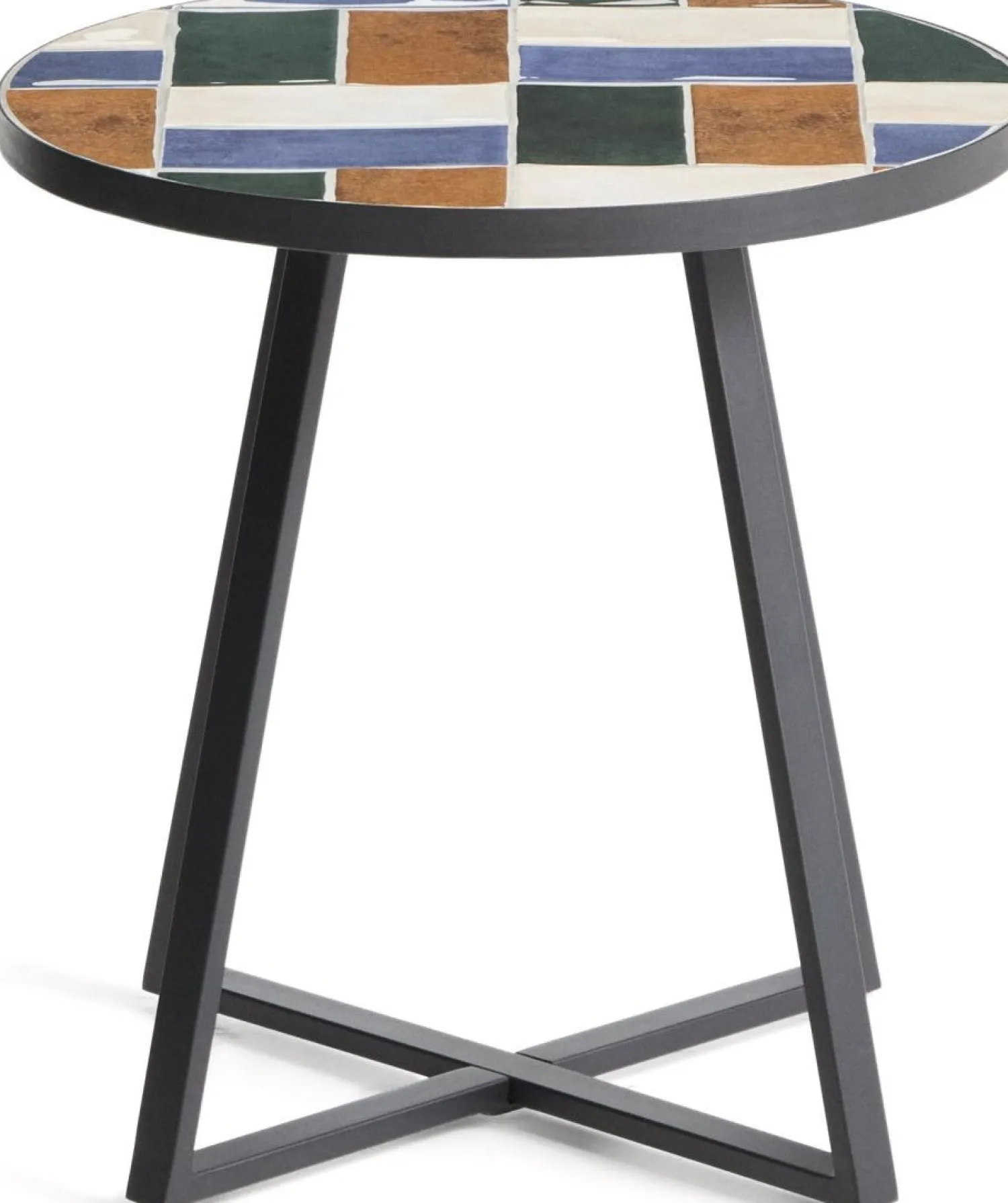 Ronde Bijzettafels-Kave Home Tella Bijzettafel Grafiet, Multi