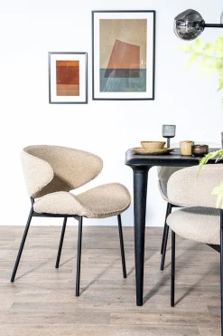 Eetkamerstoelen Met Armleuning-Eleonora Tess Eetkamerstoel Zand