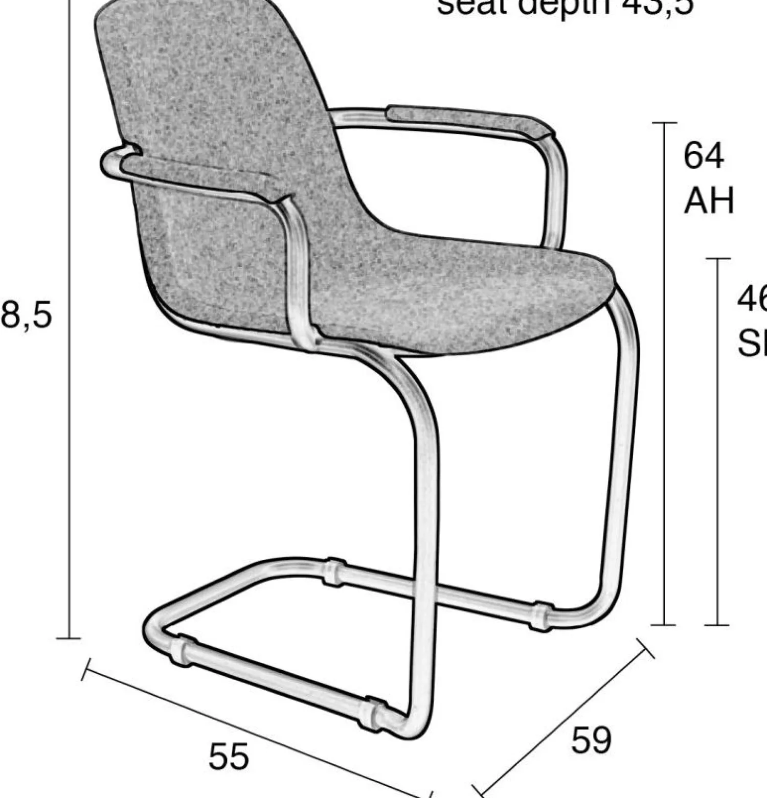 Eetkamerstoelen Met Armleuning-Zuiver Thirsty (set van 2) Armstoel Ash Grey