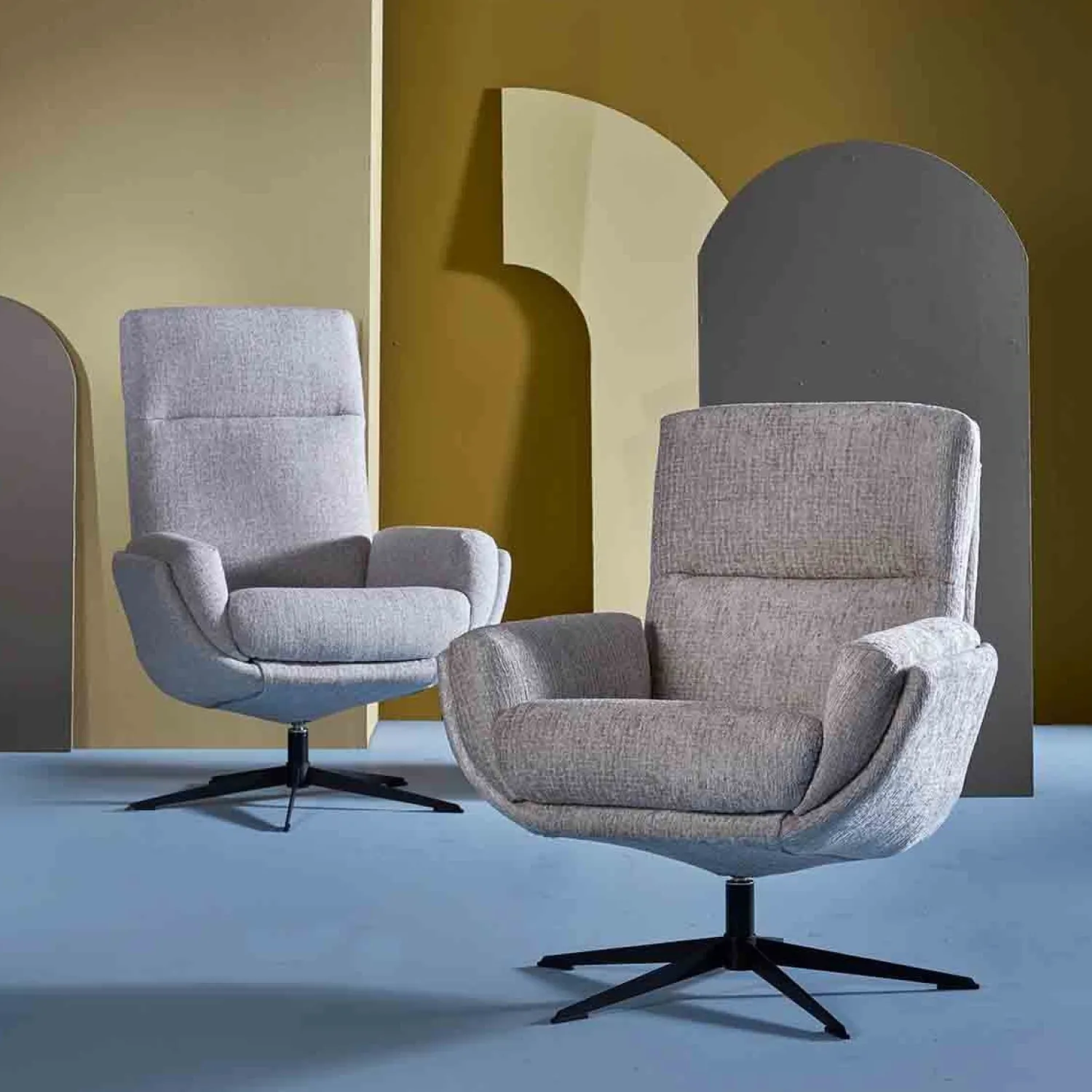 Draaifauteuils-Trendhopper Thomas Lage Rug Fauteuil Beige