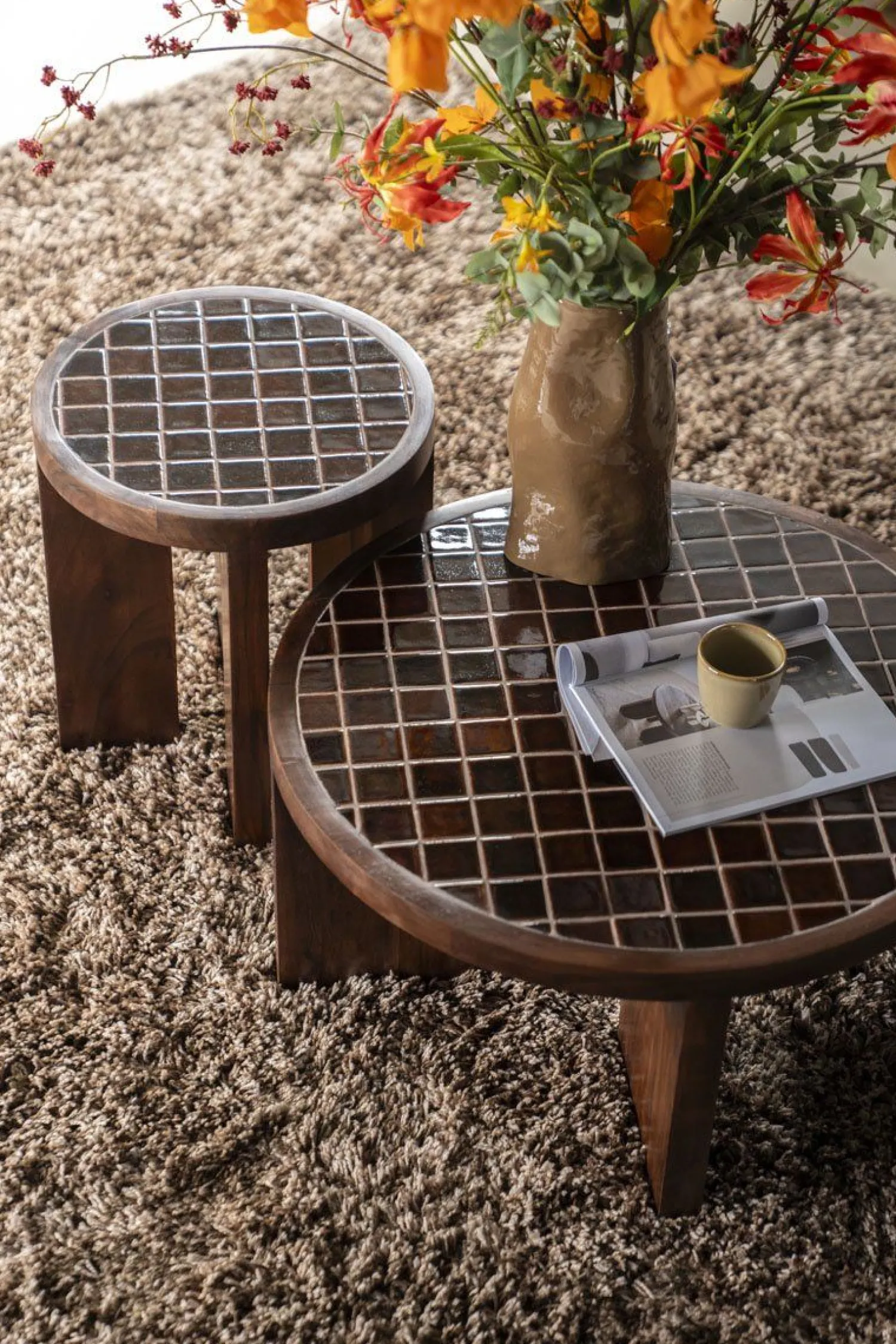 Ronde Bijzettafels-By Boo TiledUp Bijzettafel Brown