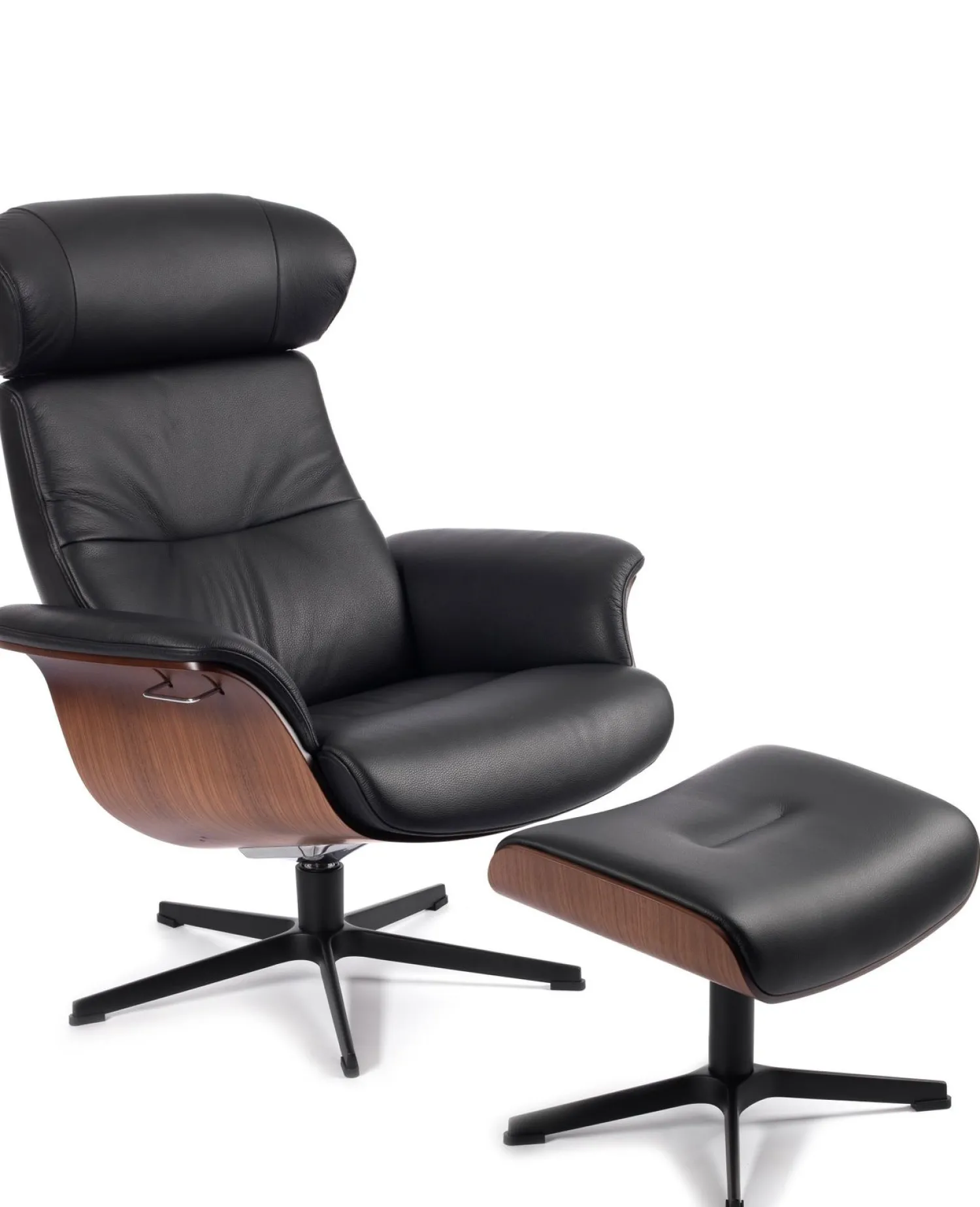 Leren Fauteuils|Relaxfauteuils-Eijerkamp Collectie Time Out Relaxfauteuil + Hocker Black